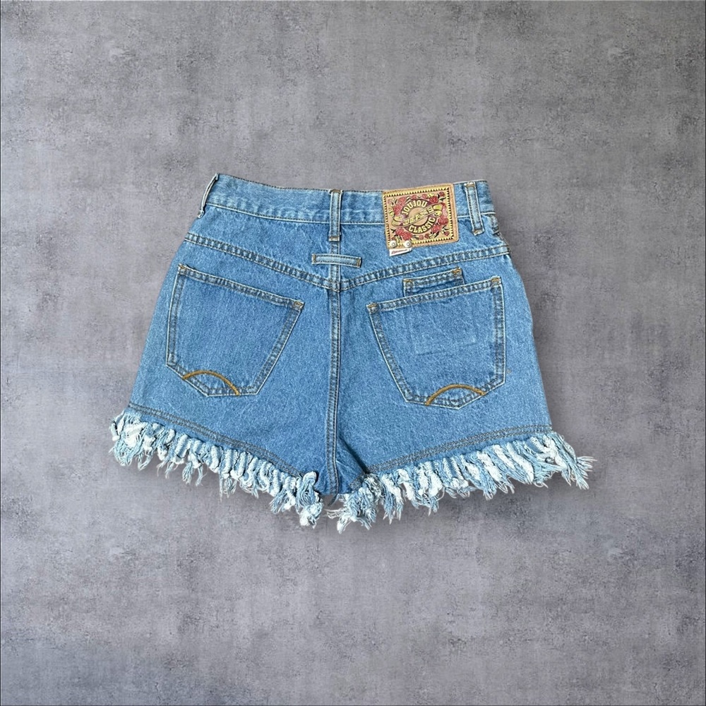 High Waisted Frayed Denim Shorts
